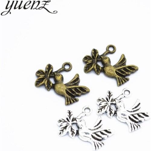YuenZ 20pcs Peace Bird Charms metal Pendants Fit necklace Jewelry Making 20*14mm D542
