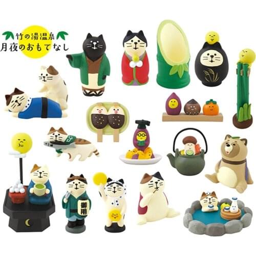 Zakka Japanese-style and Mid-Autumn Festival Gift Series Hot Spring Cat Full Moon Cat Yuemi Dharma Saury Cat Doll Small Ornament