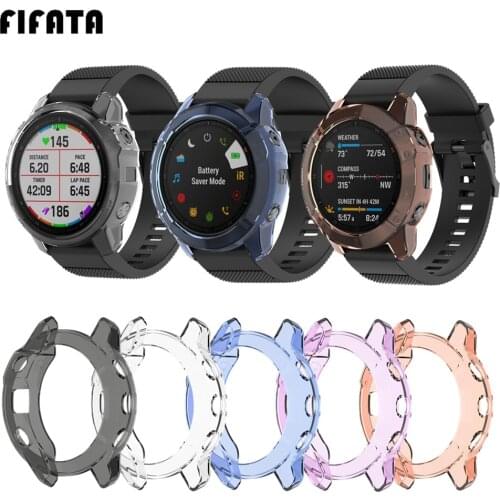 FIFATA For Garmin Fenix 6 6S 6X Protective Case Cover TPU Soft Silicone Transparent Shell For Fenix 6 Pro/6S Pro/6X Pro Watch