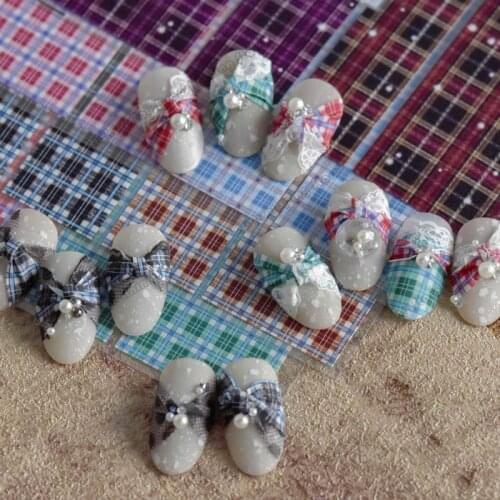 1Pcs Great Artist Creativity Self Made 3D Nail Sticker Checkered Twist Bow Professional Modeling Toys Manicure Decoration Decals