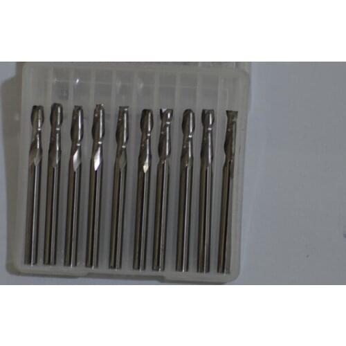 10 x Double Flute Spiral Cutter 3.175x22mm CNC Router Bits Wood Acrylic Drill