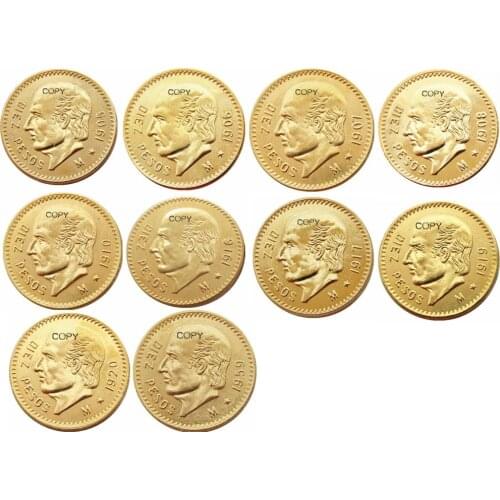 1905-1959 Mexico 10 Peso Gold Plated Coin copy coin