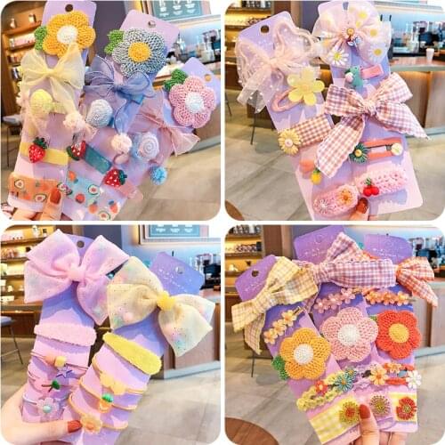 2020 Children Cute Colors Cartoon Knitting Flower Bow Ornament Hair Clips Girls Lovely Fruit Hairpins Kids Hair Accessories