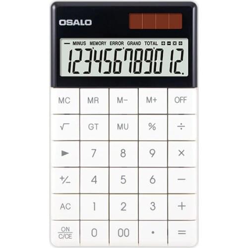 Osalo 12 Digit Dual Power Supply Calculator Flat buttons calculator Adjustable bracket Mute design Office Commercial Type