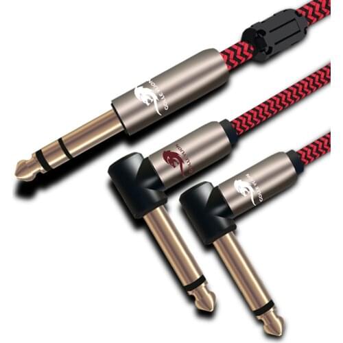 Audiophile Audio Cable Stereo 6.35mm to Dual Angle 6.35mm for Mixing Console Amplifier TRS Jack 1/4" Splitter Cable 1M 2M 3M 5M