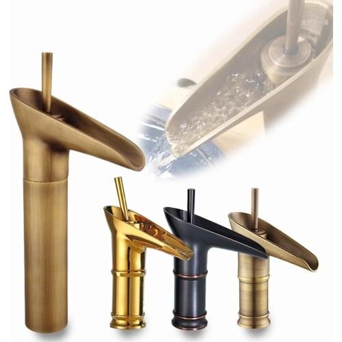 Wine Glass style Single Lever waterfall Bathroom Basin Faucet Brass Antique Hot and Cold bathroom Sink Mixer Taps