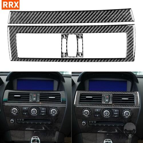 For BMW 6Series E63 E64 2004-2010 Black Carbon Fiber Stickers Emergency Button Panel Central Air Outlet Frame Car Accessories
