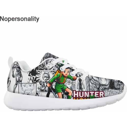 Nopersonality Anime Childrens Sneakers Hunter X Hunter Printed Spring Autumn Light Lace-up Flats for Boys Kids Running Shoes