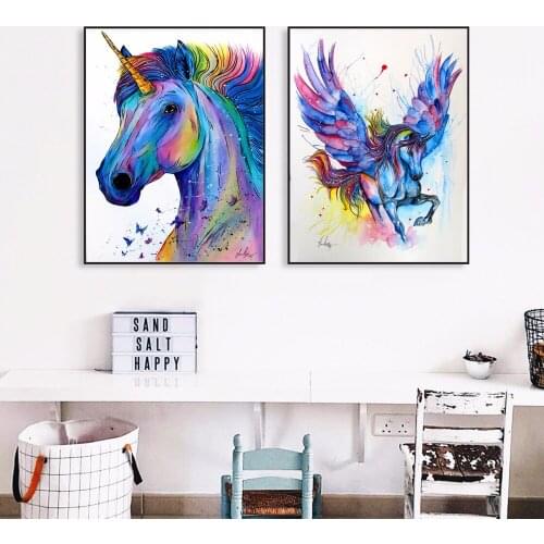 Diy Diamond painting animal Colorful Unicorn Diamond Embroidery 3D picture of rhinestones Full Square Diamond mosaic Rhinestone