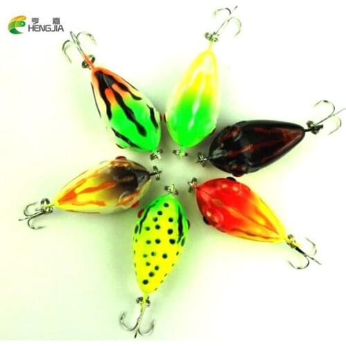 HENGJIA 6PCS 4cm 6g Mini Hard Plastic Frog Fishing Lures Crank Baits with Hook Isca Artificial Lure for Black Fish Fishing