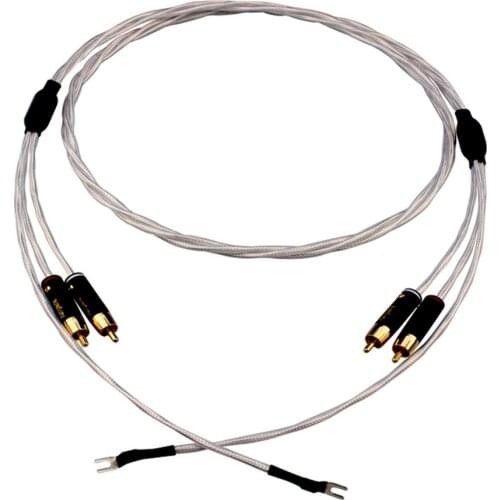 HIFI High Quality 7N OFC 2RCA Male to Male Silver-Plated Shielded Sire Vinyl LP Tonearm Cable Fever Sing and Replay Audio Cable