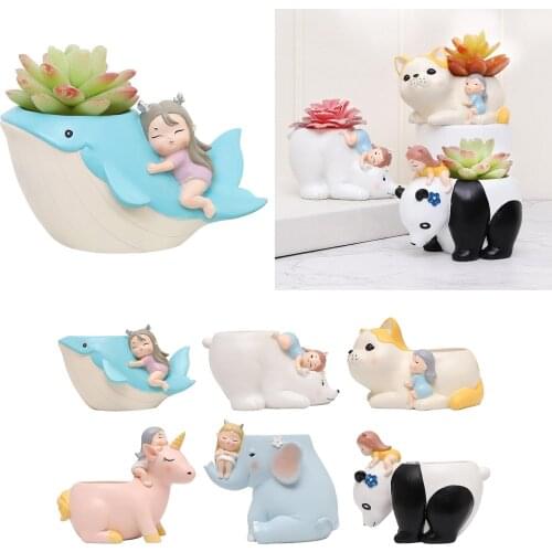 Resin Cartoon Animal Flower Pot Office Decor Succulent Plant Cactus Flower Pot