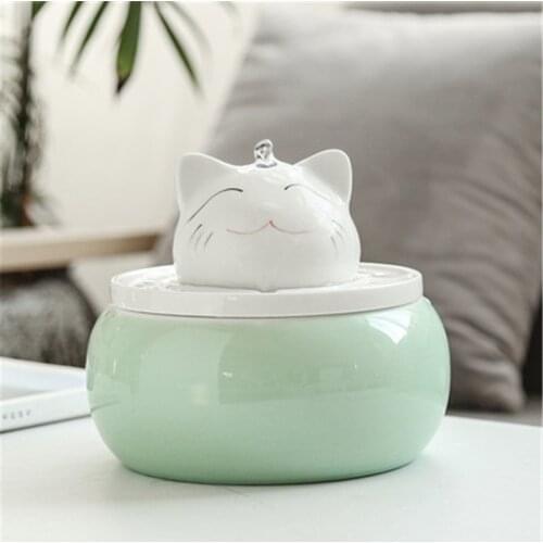 Water Fountain Indoor For Cats Ceramic cat Water Fountain Dog Drinking Bowl Automatic Cat Water Fountain Dispenser Pet Bowl 1.8L