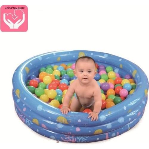 Cartoon Round Three-ring Inflatable Bath Pool Thickened Folding Baby Swimming Pool 80CM Ball Pool Bubble Bottom