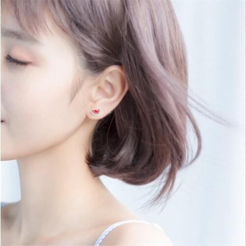 Fashion Jewelry Small Asymmetric Summer Watermelon Shape Stud Earrings Girl Girl Earrings