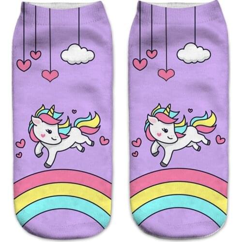 3D Print Unicorn Art Women Socks Funny Cotton Low Cut Summer Ankle Sock Fashion Unicorn Socks for women girls