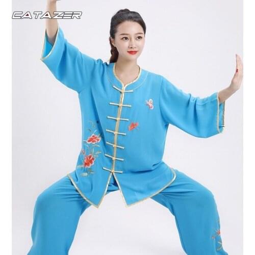 Martial Arts Clothing Wushu Suits High Quality Embroidery Flower Taiji Kung Fu Uniforms Tai Chi Suit