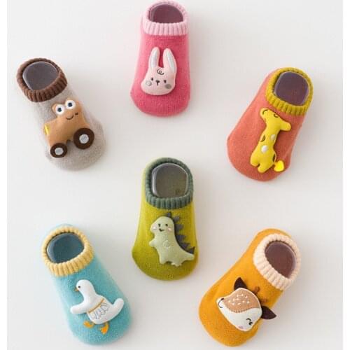 Autumn and winter Terry warm BABY TODDLER SOCKS 3D doll dinosaur rabbit thickened cute cartoon floor socks soft shoes