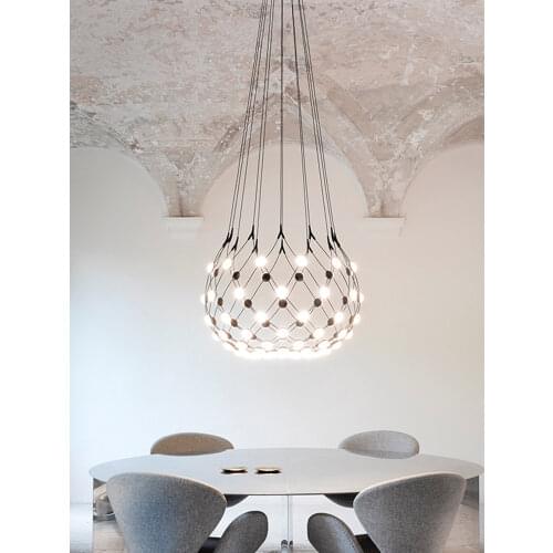 Italian Designer Creative Black And White Go Lamp Nordic Restaurant Living Room Hotel Duplex Building Rishing Net Chandelier
