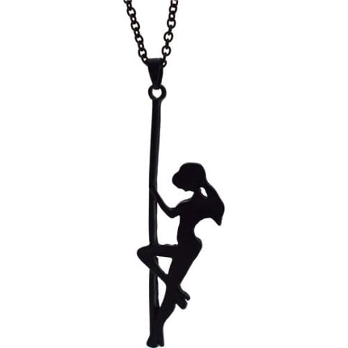 4 Colors Trendy Pole Dancer Pendant Necklace Strip Dancer Silhouette Gift for Bachelorette Party Women Necklace Sport Jewellery