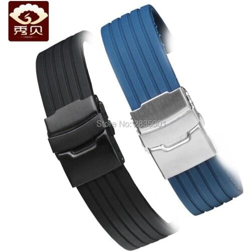 New Silicone Rubber Watchband Hot Style White/Black/Blue/Red Waterproof&Soft Strap with Folding Safety Clasp Common Used Stock