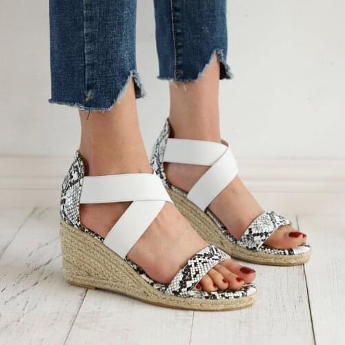 TELOTUNY sandals Womens Fashion Leopard Print Wedges Sandals Elastic Ziper Outdoor Open Toe Casual Shoes Sandals women 2021