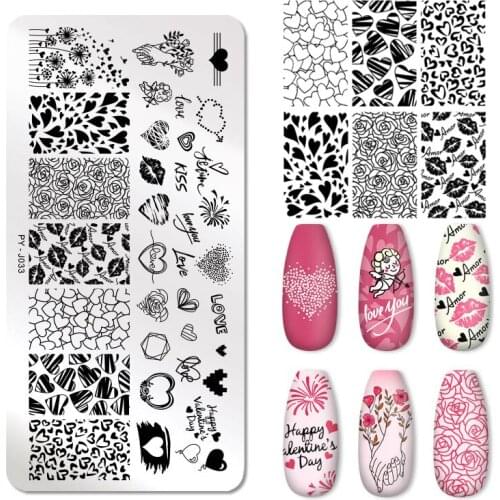 PICT You Valentines Day Stamping Plates Love Rose Flower Image Plate Stainless Steel Nail Design Stamp Plate DIY Stencil