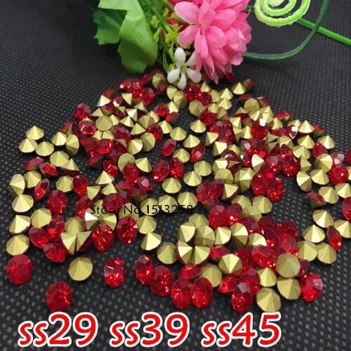 Ss29 ss39 ss45 Siam Red Color Glass Chatons Pointback Crystal Stones For Jewelry ,Hair Accessory Making