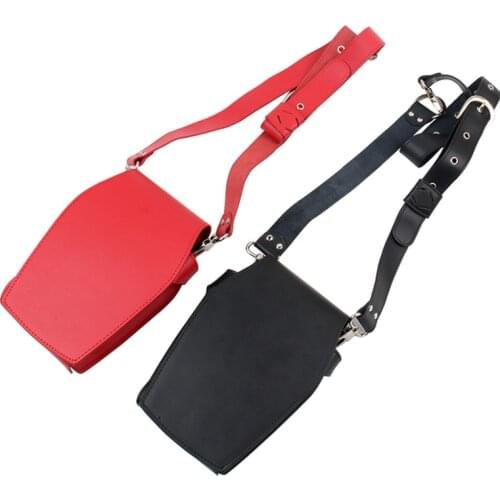Red Black Hair Stylist Split Leather Holster Salon Hairdresser Waist Tool Pouch Barber Groomer Scissors Shears Organizer H20