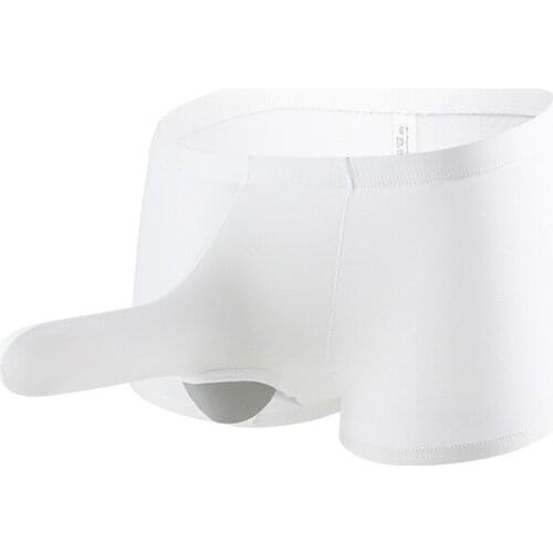 Sexy Gay Underwear Mens Boxers Solid Ice Silk Panties Man Breathable JJ Bullet Separation Pouch Underpants Male Cueca Masculina