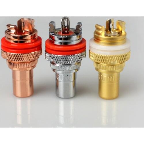 Aucharm hifi full copper rhodium-plated guy gold-plated lotus seat RCA female seat fever power amplifier lotus socket audio term