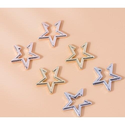Punk gold color star Ear Clips men alloy Heart-shaped Earrings for Women Earcuff Fake Piercing Boho Earring Jewelry wholesale