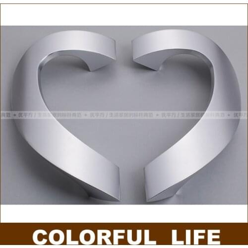 High-end, beautiful, aluminum-magnesium alloy glass door handle, shower heart-shaped handles, silver, gold