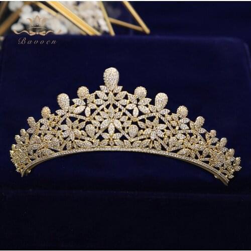 Top Quality Sparkling Zircon Oversize Royal Queen Hairbands Gold Tiaras Crowns Crystal Wedding Hair Accessories Gift For Brides