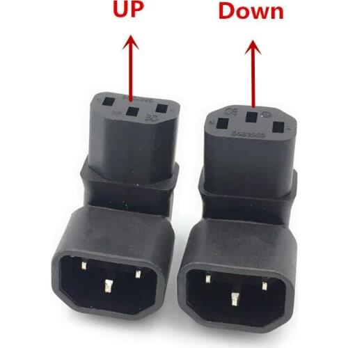 High Quality IEC 320 C14 Male to C13 Female 10A Power Adapter for LCD LED wall Mount TV IEC320-C14 to C13 2500W Down UP 90 Angle