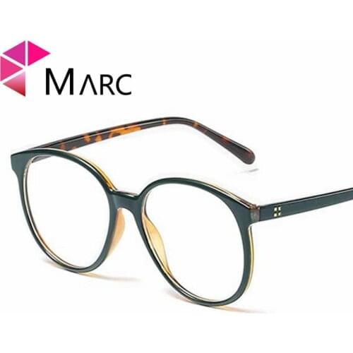 MARC 2019 lear lens Women Personality Eyewear Frame Glasses Trendy Resin Cat eye Solid Blue Fashion Leopard print 95197