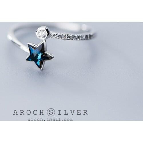 Punk Blue Crystal Star Rings For Women Girls Fashion Irregular Finger Rings Gift 2021 Female Jewelry Party