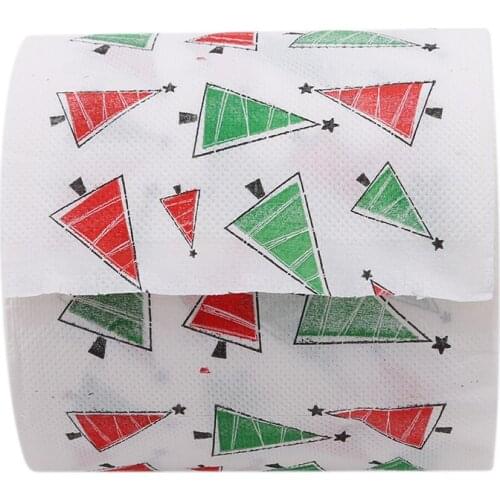 1Roll Tissue Xmas Decor Chirstmas Tree Patterns Toilet Paper Home Bath Living Room Toilet Paper Santa Merry Christmas Supplies