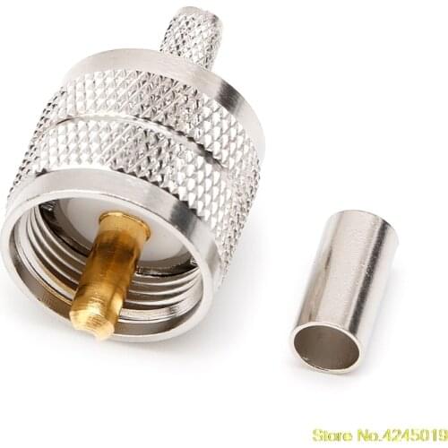 High Quality New 10PCS UHF Male PL259 Plug Crimp RG58/142 LMR195 RG400 Screwed Coupling Connector