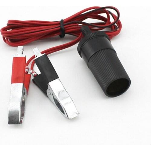 12V Car Battery Terminal Clip-on Cigarette Lighter Power Socket Adapter Plug Vehicle Boat Van for Camping