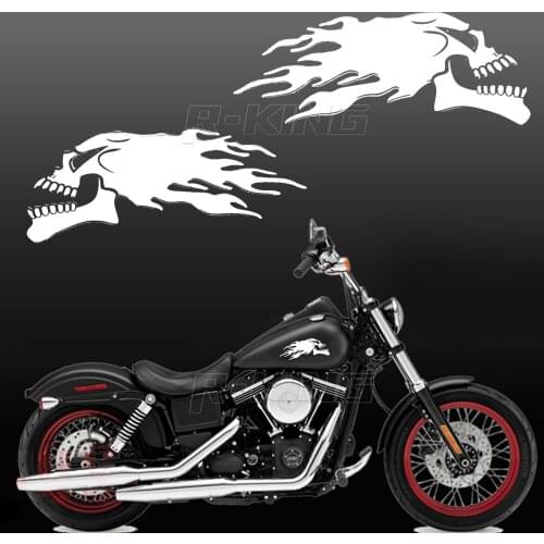 2Pcs 3D Ghost Skull Head Auto Motorcycle Sticker Emblem Decals Universal Fit For Honda Yamaha Bike 14.5x5.5cm