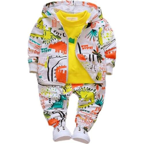 2019 Autumn Winter Toddler Boys Clothes Sets Infant Suits Baby Boy Hooded Zipper Jacket T-Shirt Pants 3pcs Kids Tracksuit Outfit
