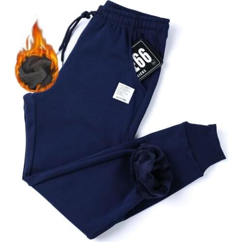 2020 Thick Fleece Jogger Mens Pants Cotton Trousers Male Winter Warm Velvet Sweatpants Tracksuit Joggers Autumn Winter M-4XL