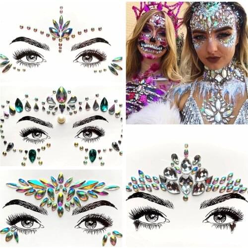 3D Flash Eye Gems Sticker Diamond Face Jewelry Acrylic Resin Drill Body Art For Party Show Rhinestone Forehead Eyebrow Eye Decor