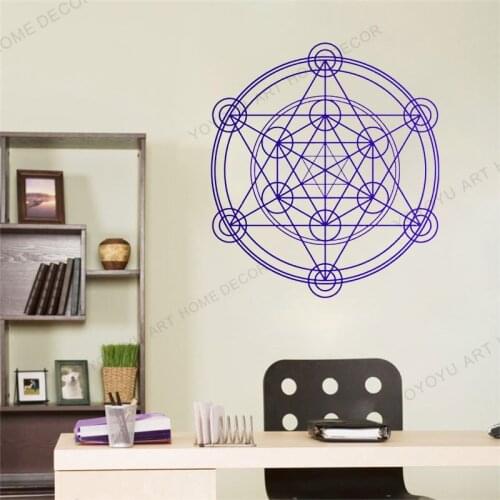 3D Paper Wall Sticker Metatrons Cube Alchemy Geometric Wall Vinyl Sticker Mural Poster For wall Line Circle Mandala rb-74