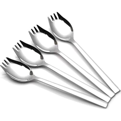 4-Pack 304 Stainless Steel Sporks Everyday Use, Camping Backpacking Utensils, Spaghetti Salad Dessert Heavy Duty Flatware Set 8