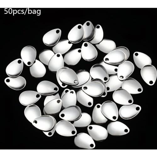 50PCS Metal Spoon VIB Lure Fishing Attractor Spinner Swivels Vibration Sequin Rotate Smooth Nickel Bass Spinner Tackle Blades
