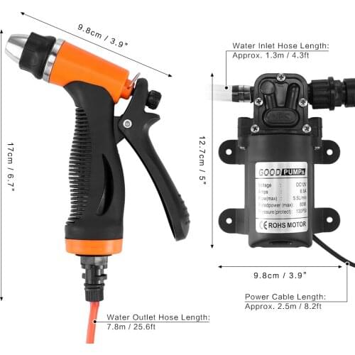 80W DC 12V Car Wash Agricultural Self Priming Suction Micro Electric Diaphragm Pump Mini Backflow Water Sprayer Pump water pump