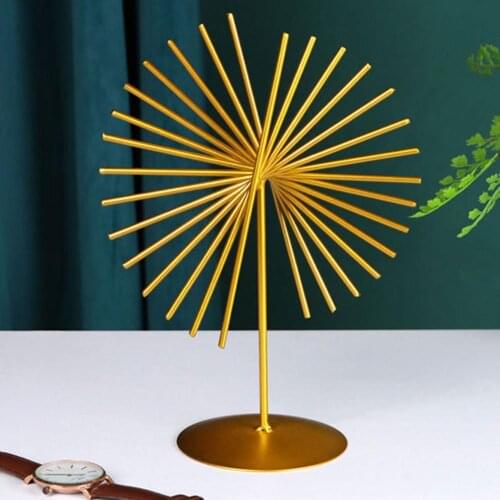 Abstract Ornament with Base Decoration Creative Geometric Lines Sculpture Iron Art for Office