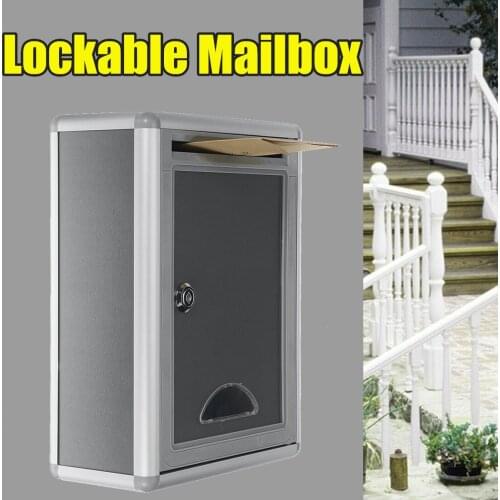 Aluminum Post Box Wall Mount Mail Letter Storage Box Outdoor Home Lockable Mailbox Mail Letter Post Home Balcony Garden Decor